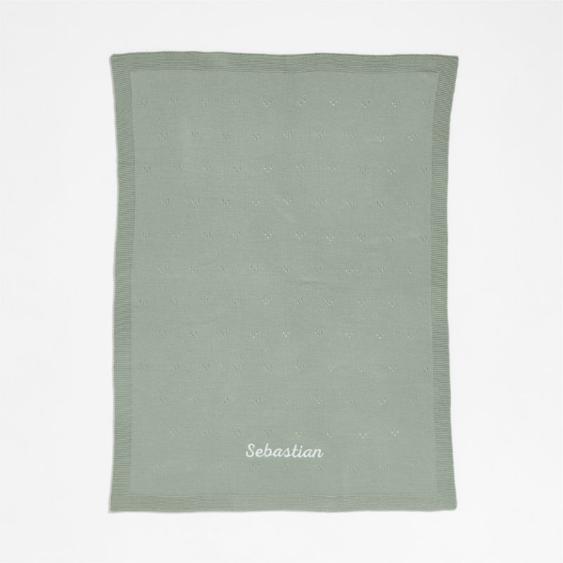 Pointelle Knit Verte Green Baby Stroller Blanket - image 1 of 5