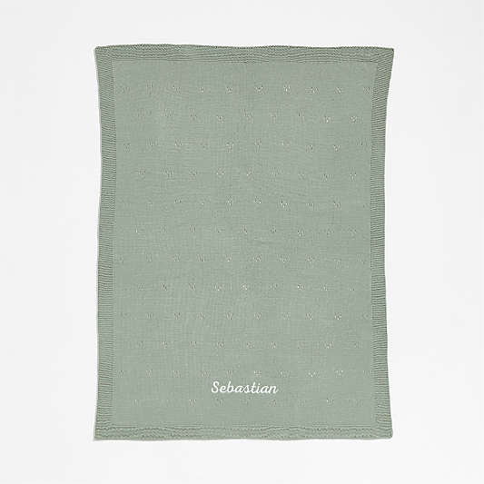 Pointelle Knit Verte Green Baby Stroller Blanket