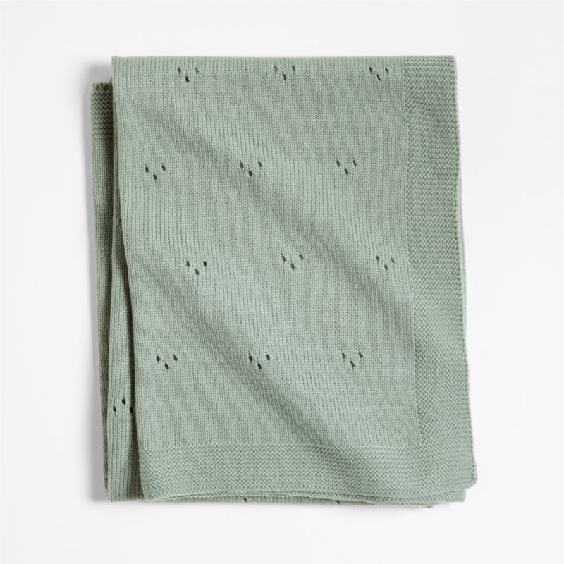 Pointelle Knit Verte Green Baby Stroller Blanket - image 0 of 5