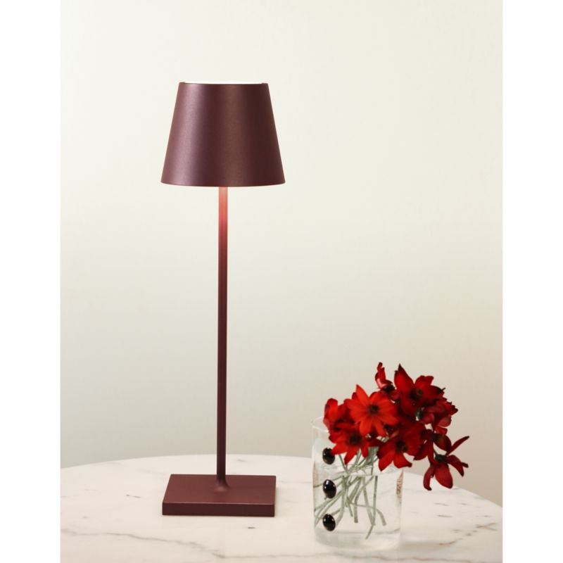 Poldina Pro Bordeaux Red Metal Table Lamp by Zafferano America