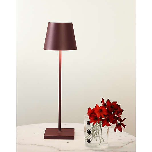 Poldina Pro Bordeaux Red Metal Table Lamp by Zafferano America 15"