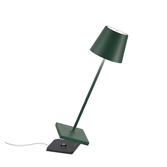 Poldina Pro Dark Green Metal Table Lamp by Zafferano America 15"