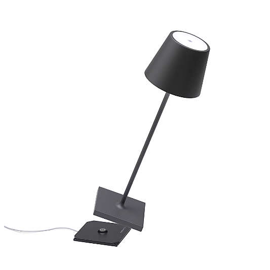 Poldina Pro Dark Grey Metal Table Lamp by Zafferano America 15"