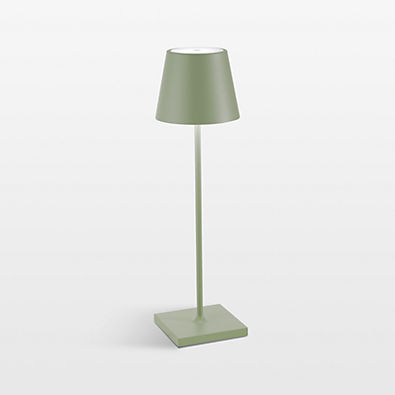 View Poldina Pro Sage Green Metal Table Lamp by Zafferano America 15" details