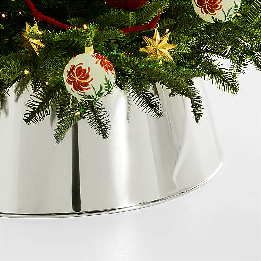 Polished Chrome Metal Christmas Tree Collar 27"
