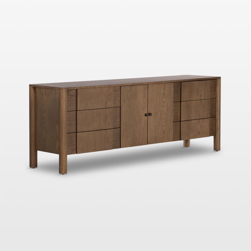 Pollard 78" Tan Oak Wood Storage Media Console