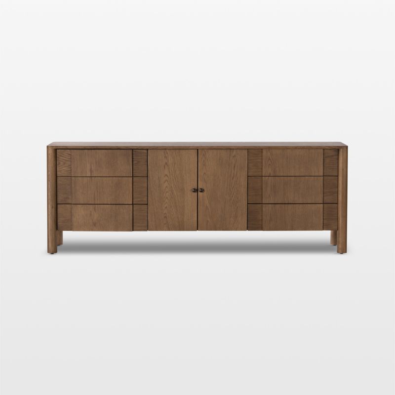 Pollard 78" Tan Oak Wood Storage Media Console