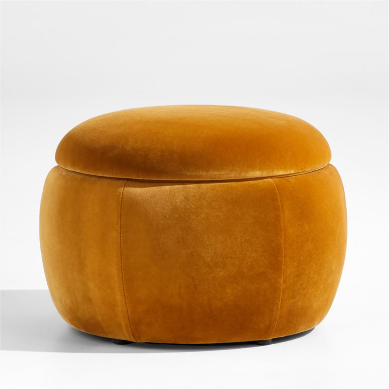 Pollie Marigold Velvet Round Storage Nursery Ottoman - image 0 of 11