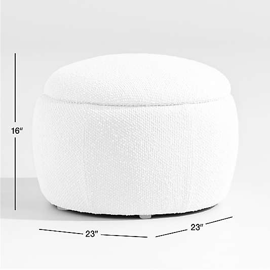 Pollie White Snow Boucle Round Storage Nursery Ottoman