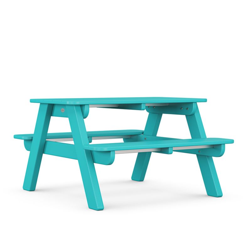 Aruba Blue Outdoor Kids Picnic Table by POLYWOOD ® - image 4 of 5