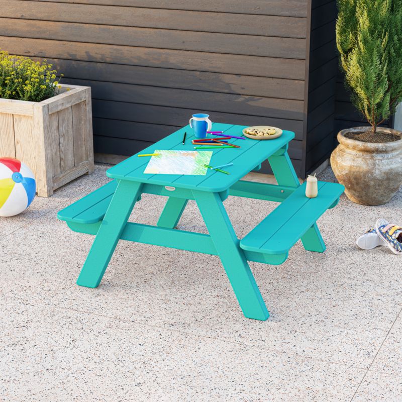 Aruba Blue Outdoor Kids Picnic Table by POLYWOOD ® - image 1 of 5