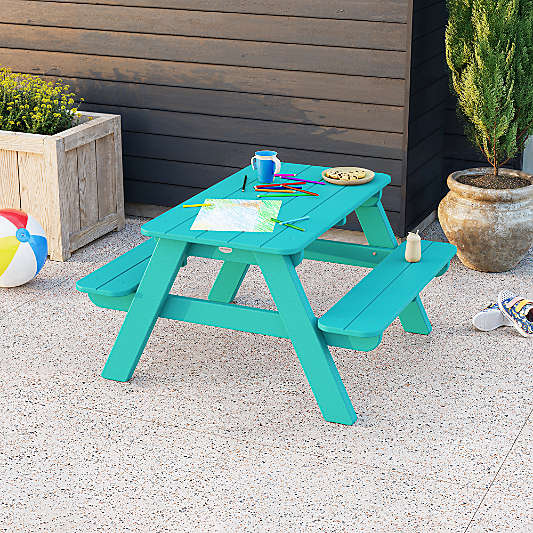 Aruba Blue Outdoor Kids Picnic Table by POLYWOOD ®