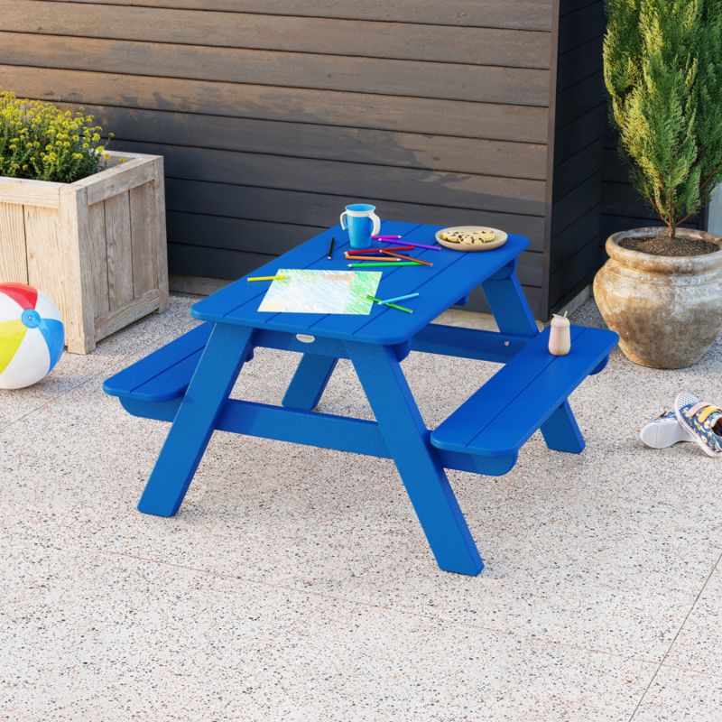 Pacific Blue Outdoor Kids Picnic Table by POLYWOOD ® - image 1 of 5