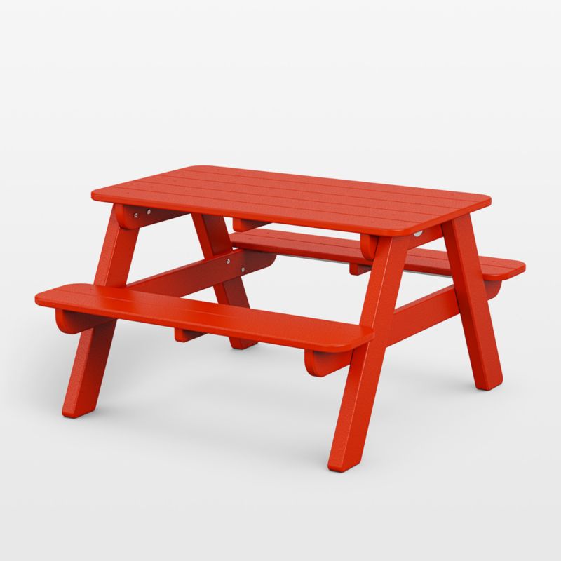 Sunset Red Outdoor Kids Picnic Table by POLYWOOD ® - image 0 of 5