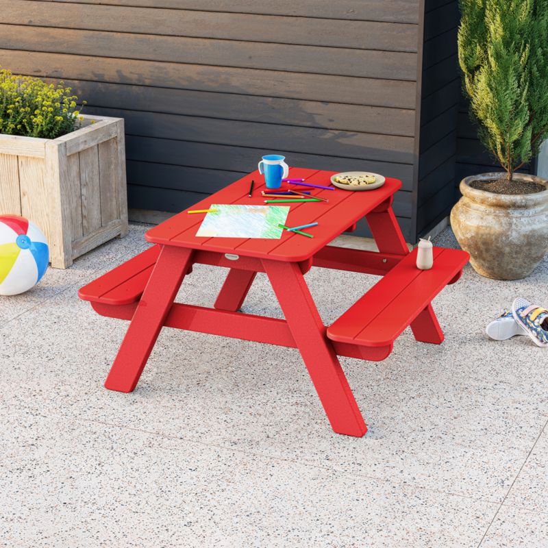 Sunset Red Outdoor Kids Picnic Table by POLYWOOD ® - image 1 of 5