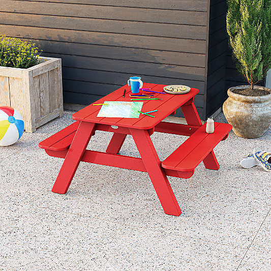 Sunset Red Outdoor Kids Picnic Table by POLYWOOD ®