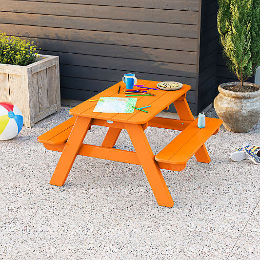 Tangerine Orange Outdoor Kids Picnic Table by POLYWOOD ®