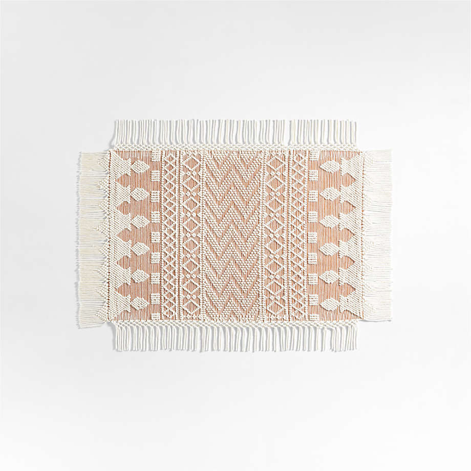 Pompom Terra Cotta Geometric Kids Rug with Fringe 4x6 Crate & Kids