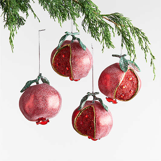 Pomegranate Glass Christmas Tree Ornament, Set of 4