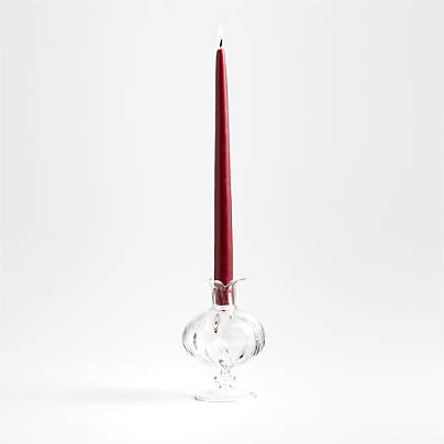 Pomegranate Clear Glass Taper Candle Holder and Bud Vase