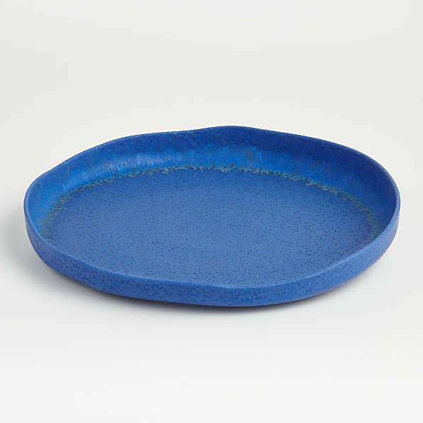 deep marbleized speckled blue handmade ceramic serving bowl