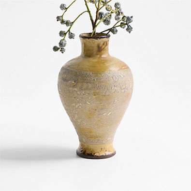 View Pompeii 11" Rustic Yellow Ceramic Vase details