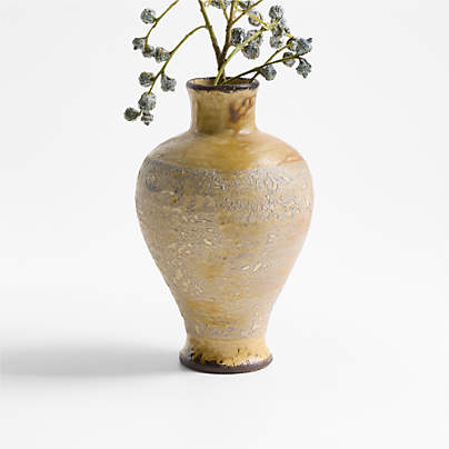 Pompeii 11" Rustic Yellow Ceramic Vase