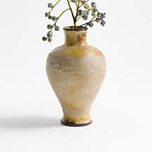 Pompeii 11" Rustic Yellow Ceramic Vase + Reviews | Crate & Barrel