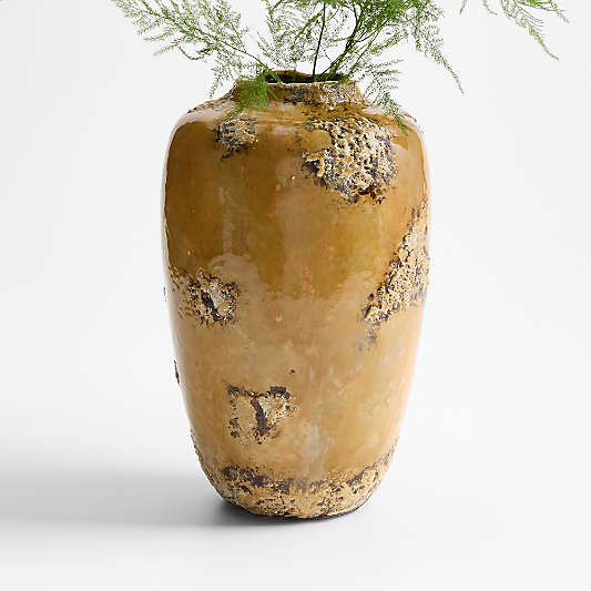 Pompeii 13" Rustic Yellow Ceramic Vase