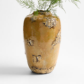 Pompeii 13" Rustic Yellow Ceramic Vase