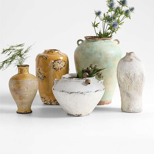 Pompeii 16" Rustic Green Ceramic Vase