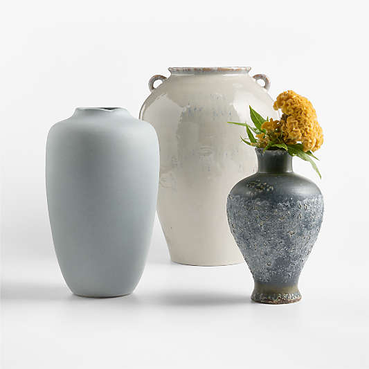 Pompeii Gray Blue Ceramic Vase 13"