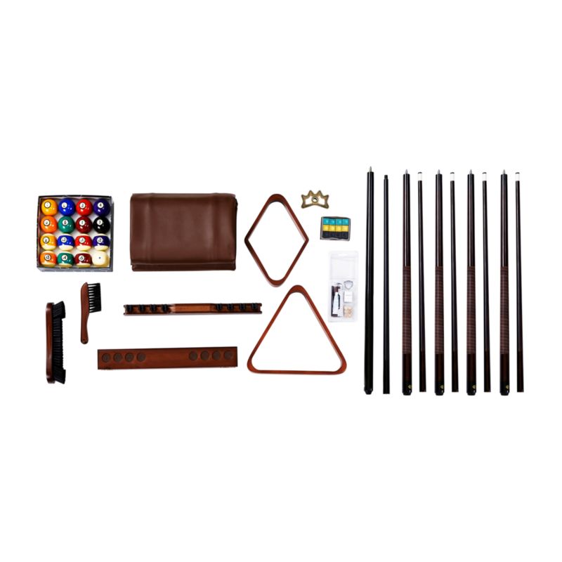 Black and Walnut Pool Table with Wall Rack, Accessories and Table Tennis Kit - image 6 of 10