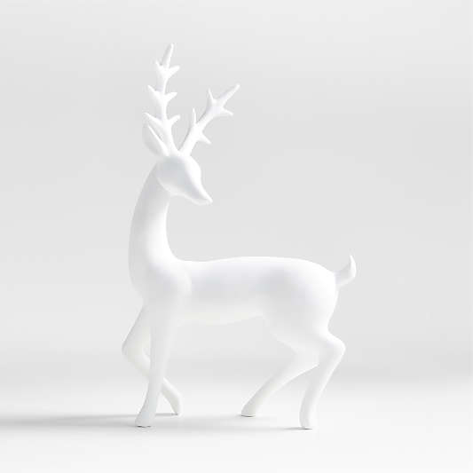 White Porcelain Holiday Reindeer Sculpture