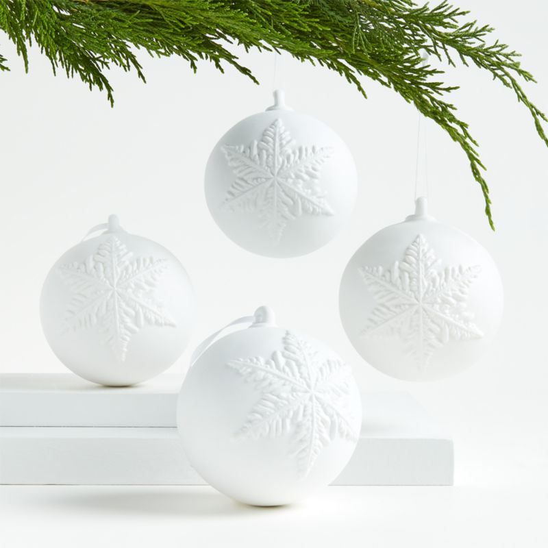 Porcelain Snowflake Ball Christmas Tree Ornaments, Set of 4 - image 0 of 6