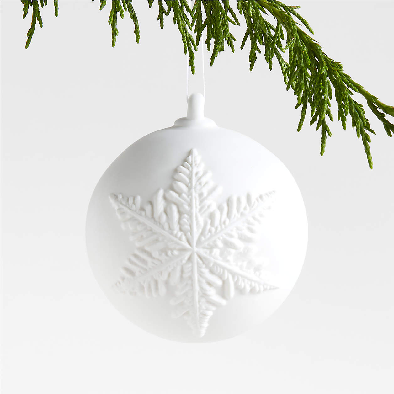 Porcelain Snowflake Ball Christmas Tree Ornament Crate & Barrel