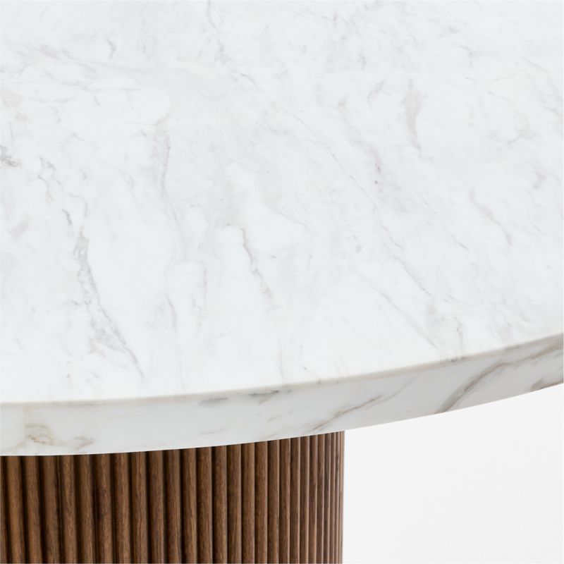 Portico 48" Marble and Warm Brown Oak Round Pedestal Dining Table - image 10 of 11