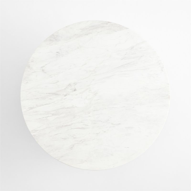 Portico 48" Marble and Warm Brown Oak Round Pedestal Dining Table - image 9 of 11