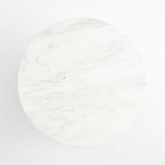 Portico 48" Marble and Warm Brown Oak Round Pedestal Dining Table