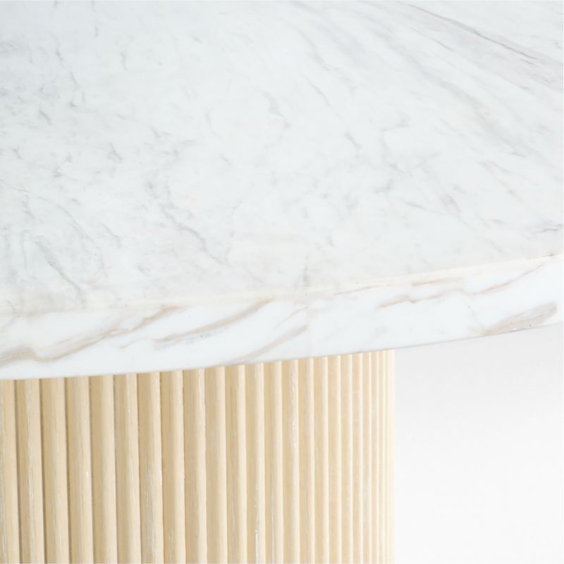 Portico 48" Marble and Natural Oak Round Pedestal Dining Table - image 10 of 11