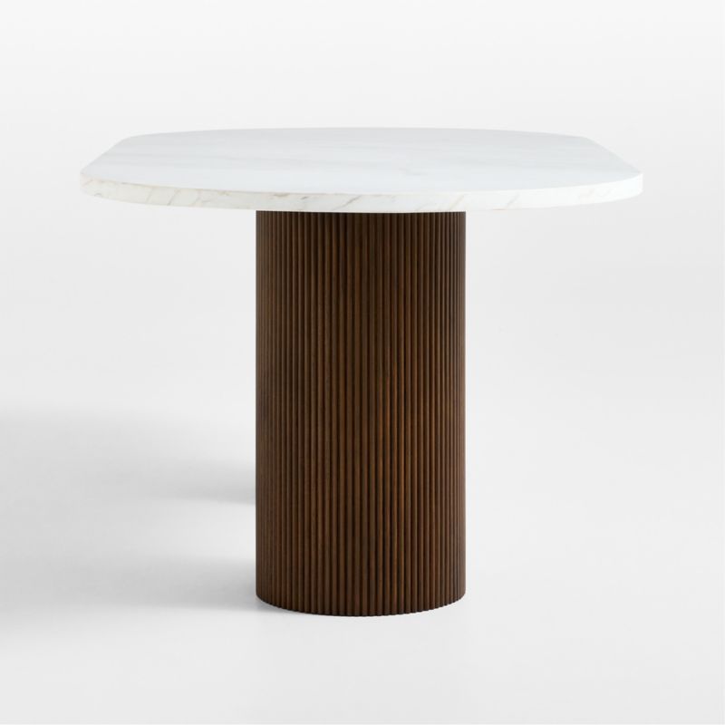 Portico 76" Marble and Warm Brown Oak Oval Dining Table - image 9 of 12