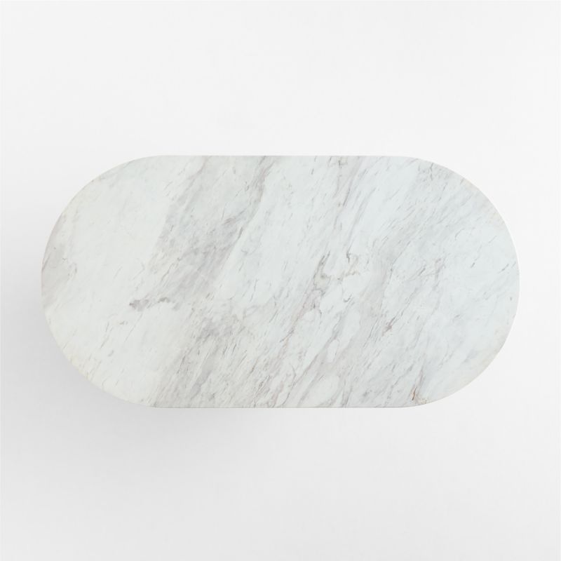Portico 76" Marble and Natural Oak Oval Dining Table - image 10 of 11
