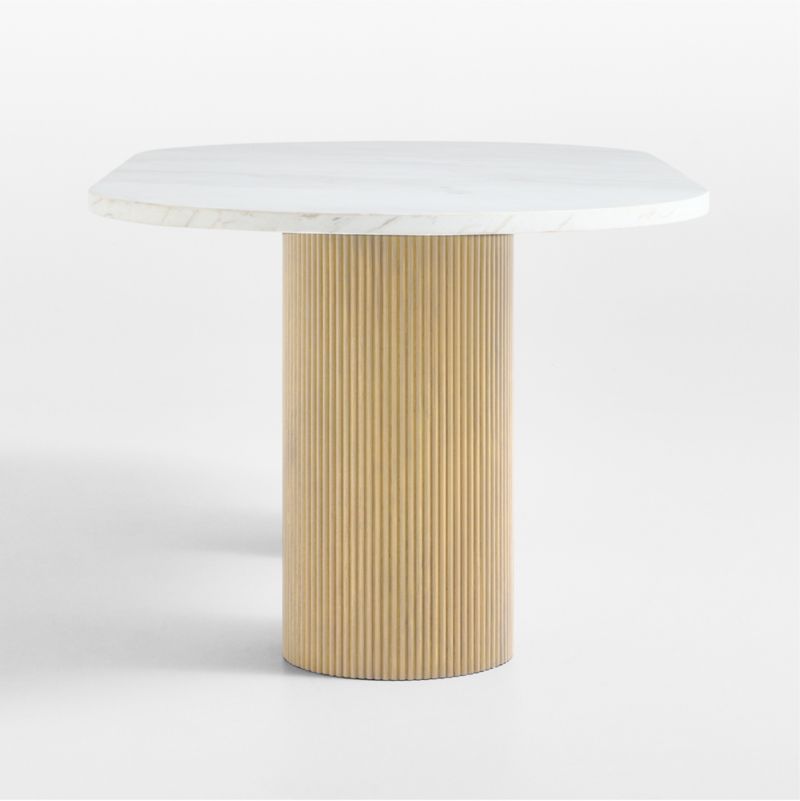 Portico 76" Marble and Natural Oak Oval Dining Table - image 9 of 11