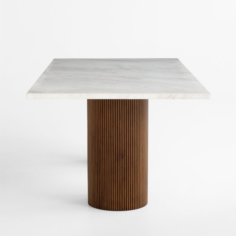 Portico 84" Marble and Warm Brown Oak Round Leg Dining Table - image 9 of 12