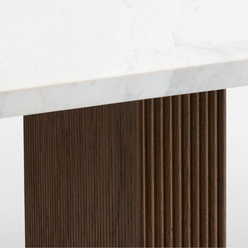 Portico 84" Marble and Warm Brown Oak Rectangular Leg Dining Table - image 11 of 12