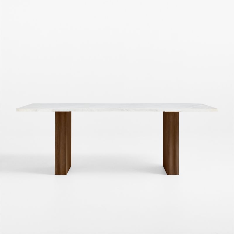 Portico 84" Marble and Warm Brown Oak Rectangular Leg Dining Table - image 8 of 11