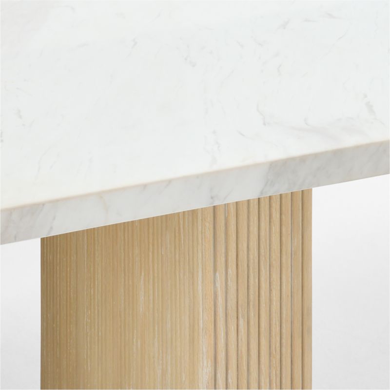 Portico 84" Marble and Natural Oak Rectangular Leg Dining Table - image 11 of 12