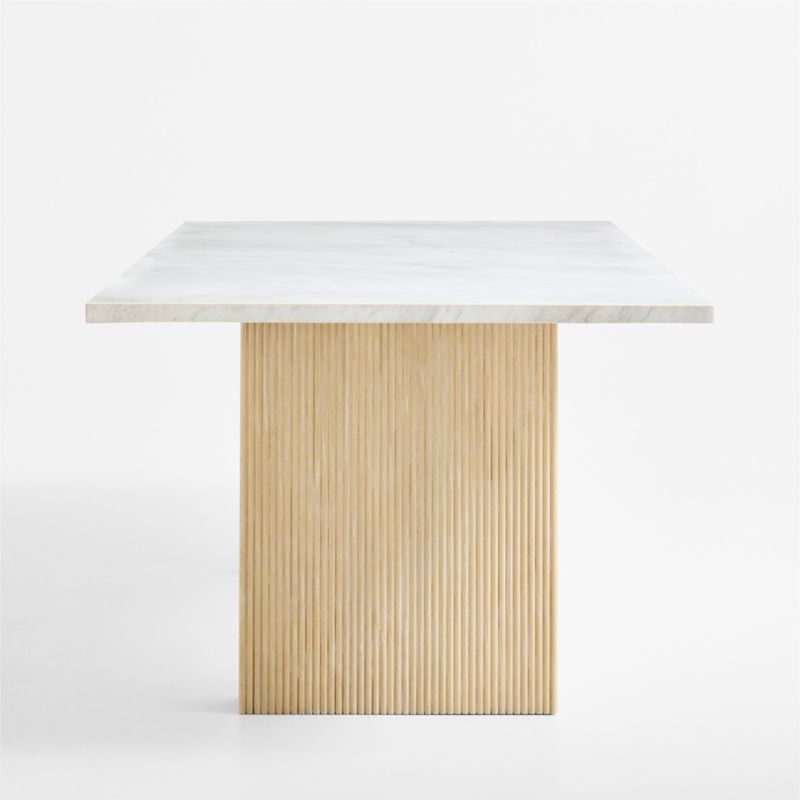 Portico 84" Marble and Natural Oak Rectangular Leg Dining Table - image 9 of 12