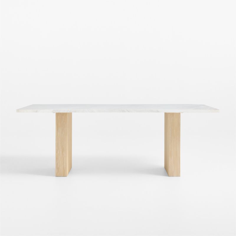 Portico 84" Marble and Natural Oak Rectangular Leg Dining Table - image 8 of 12