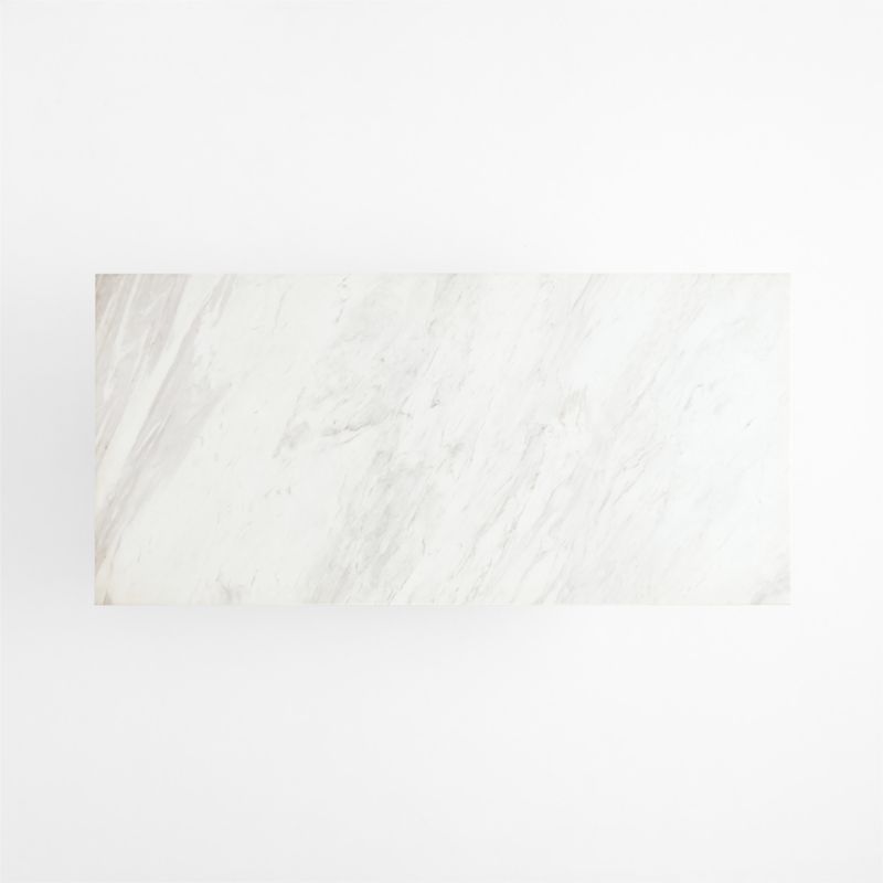 Portico 84" Marble and Warm Brown Oak Rectangular Leg Dining Table - image 10 of 11